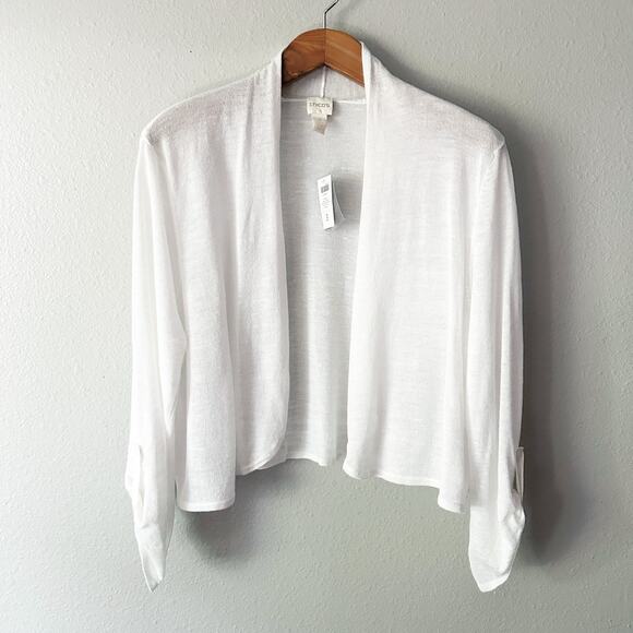 Chico's Size 3 Abigail Lightweight White Shrug Sweater‎ Women's Size XL NEW - Picture 1 of 8